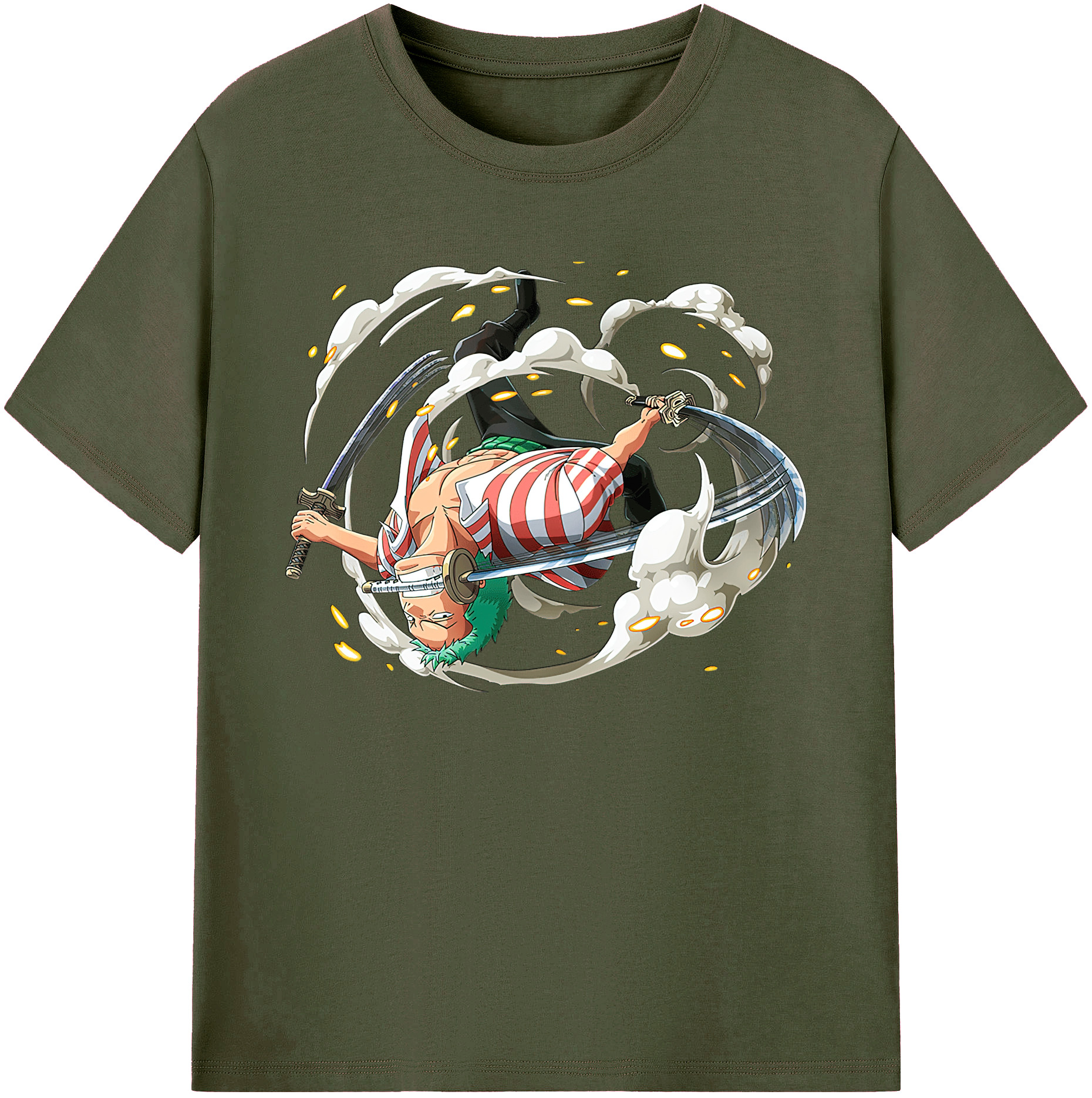 ワンピース ロロノア・ゾロ ONE PIECE Roronoa Zoro 綿100％ メンズ半袖Tシャツ｜肌触りやわらか＆通気性